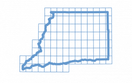 shasta county outline with squares
