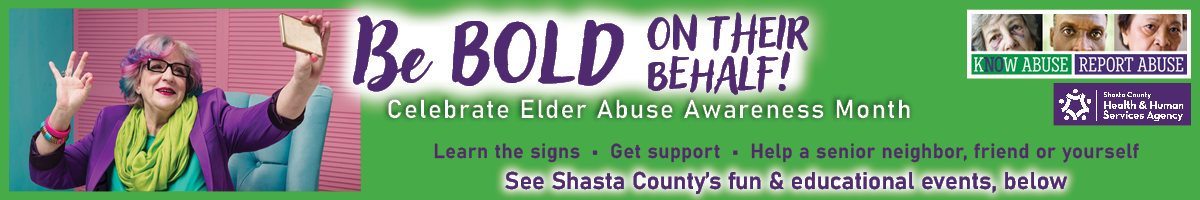 Graphic promoting Elder Abuse Awareness month's events 